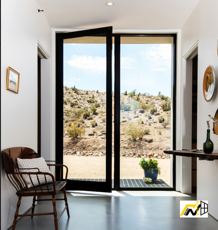 Energy-efficient casement window installed in a residential home