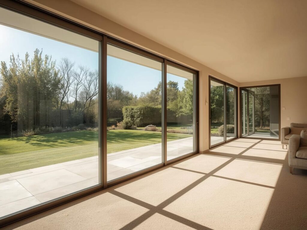 Energy-efficient sliding window by Nash Doors & Windows featuring double-pane Low-E glass and insulated multi-chamber frame.