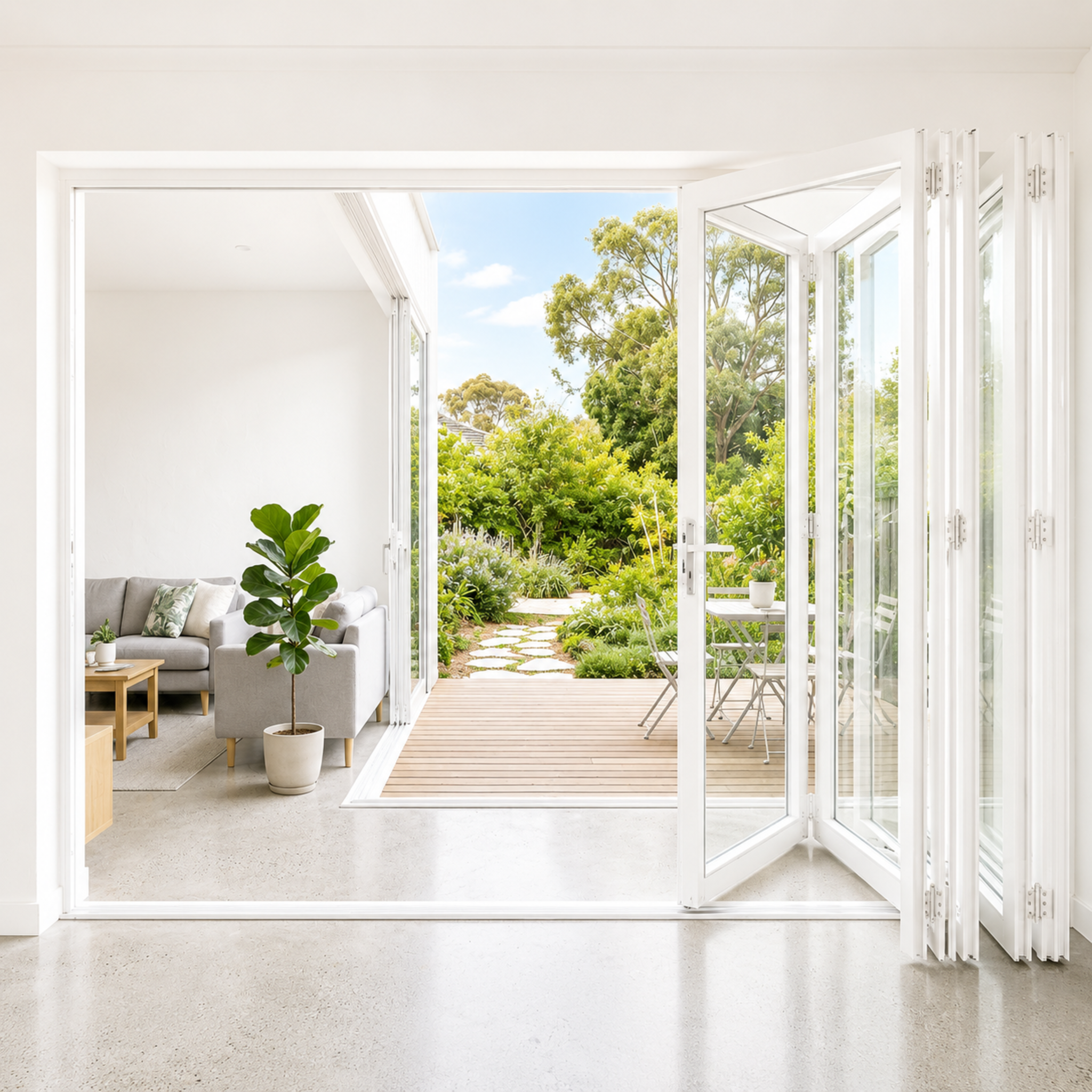 Aluminum Bifold Door LEFT & RIGHT OPENING 96 X 96(Black & White) (NASH 200 SERIES)