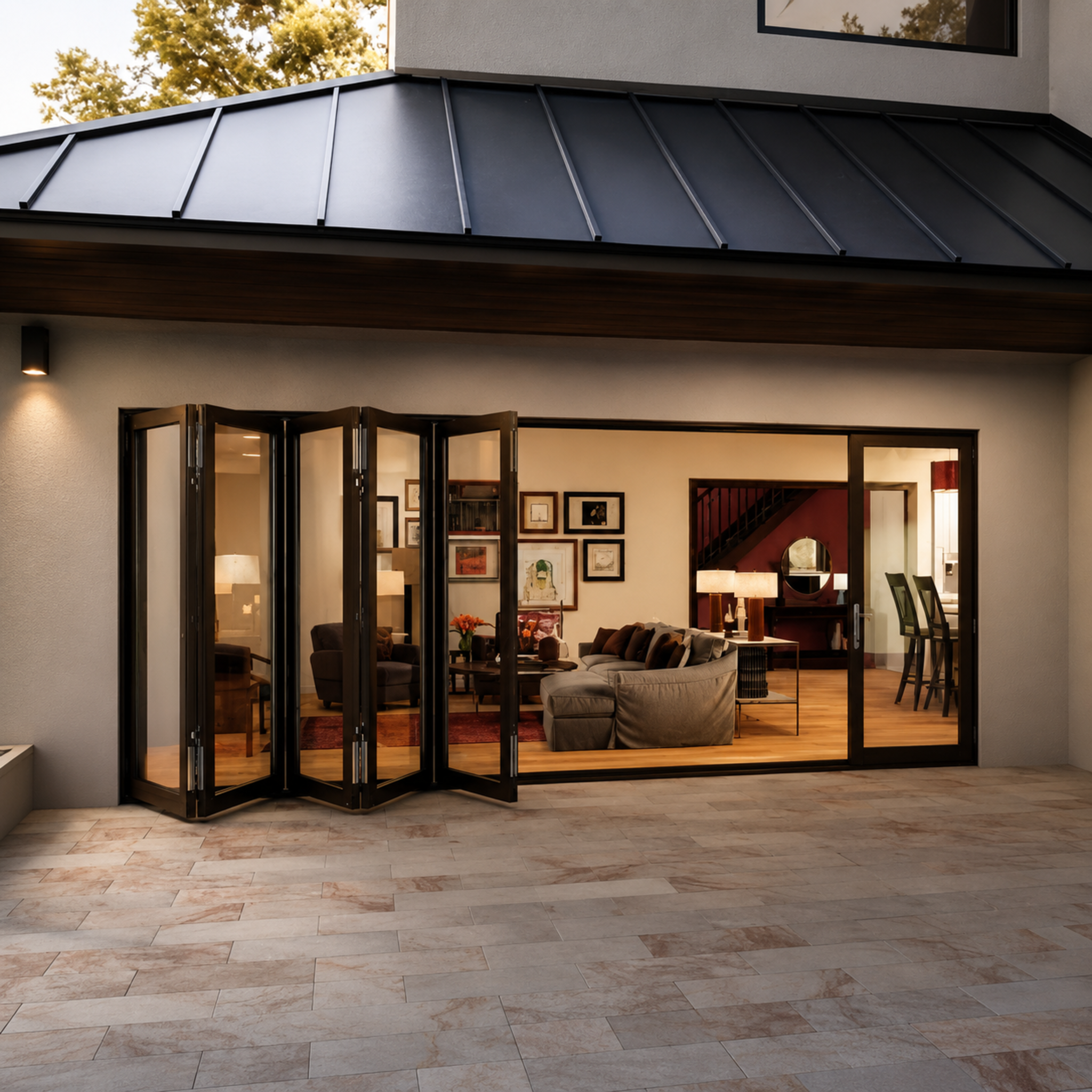 Aluminum Bifold Door LEFT & RIGHT OPENING 144 X 96 (Black & White) (NASH 200 SERIES)