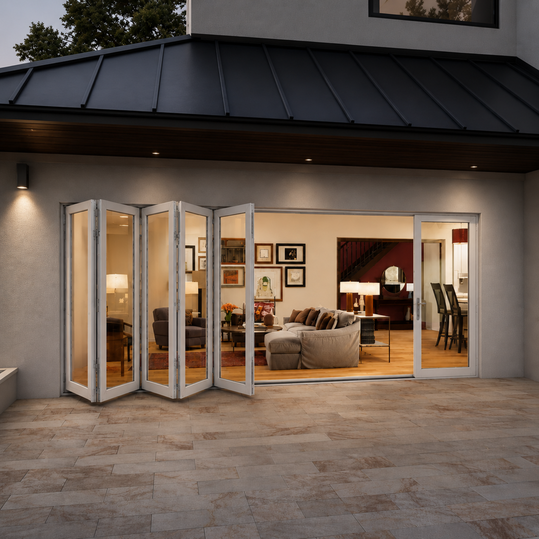 Aluminum Bifold Door LEFT & RIGHT OPENING 120 X 96 (Black & white) (NASH 200 SERIES)