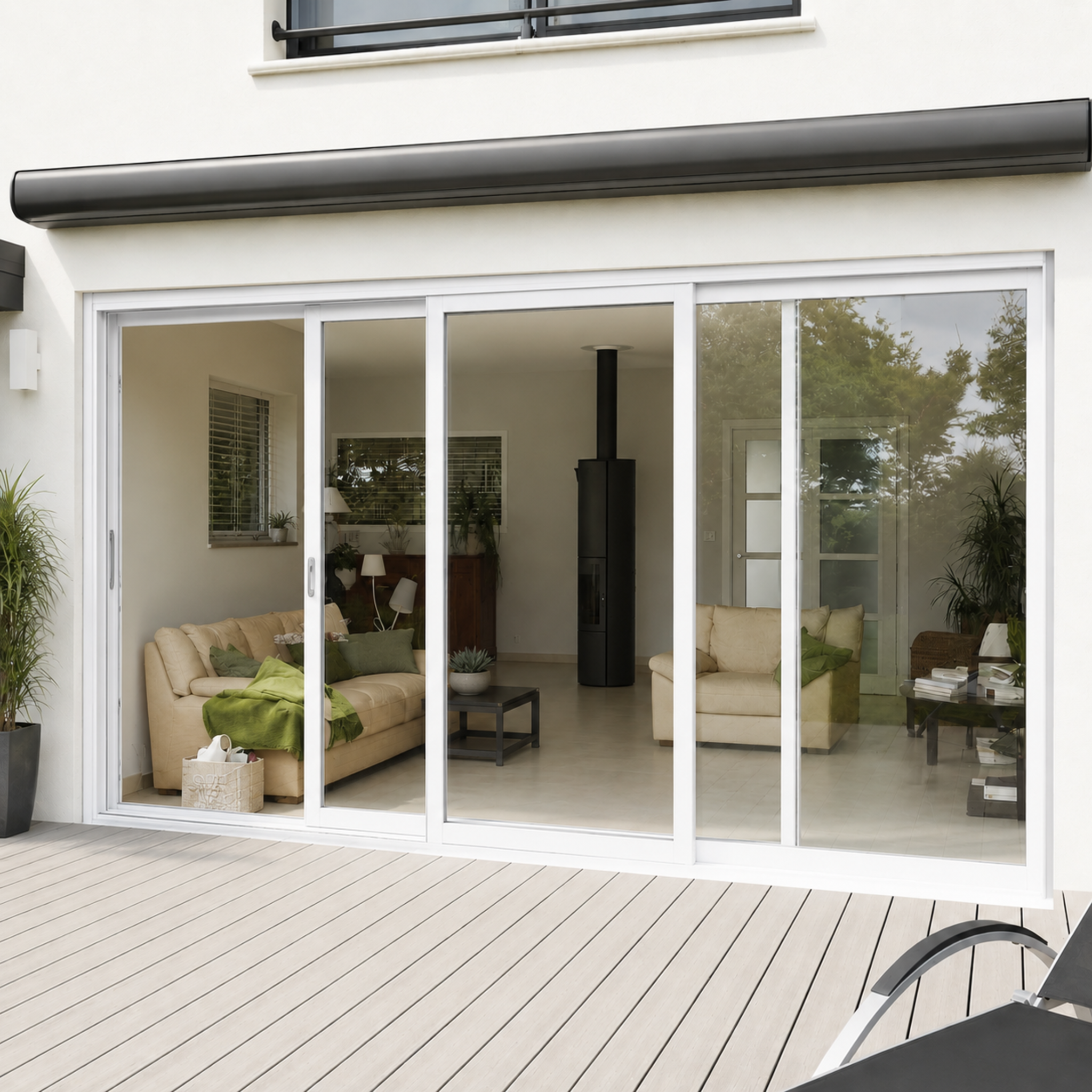 Aluminum Sliding Door 96 X 80 Both sides Opening (white)(NASH 400 SERIES )