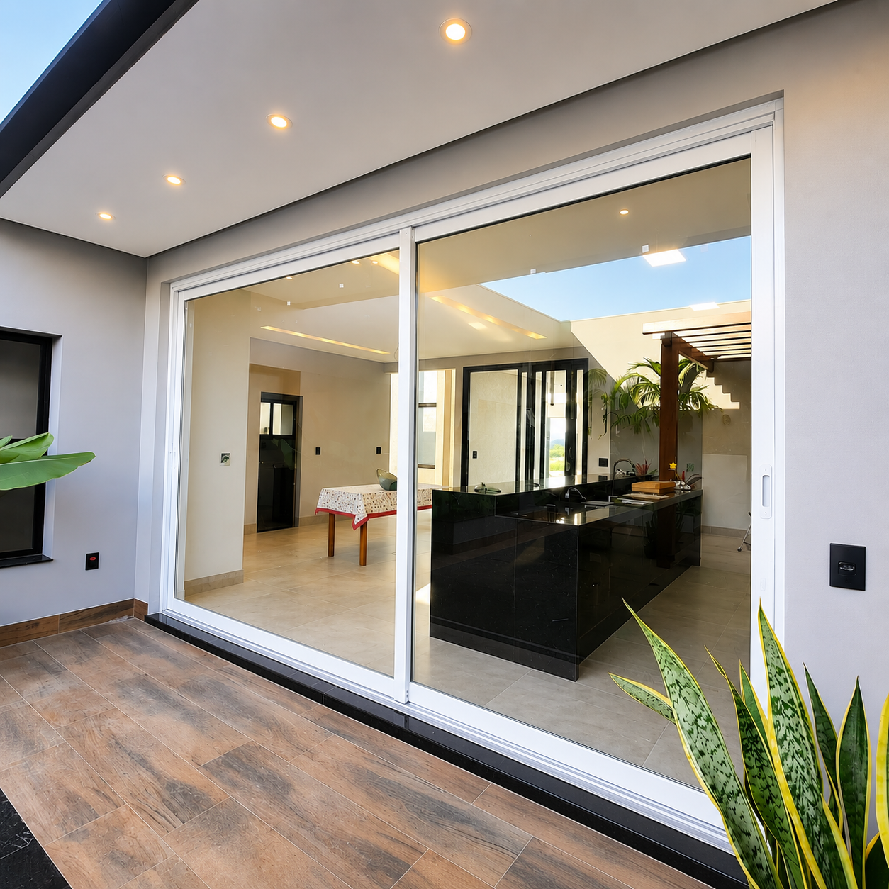 Aluminum Sliding door 96 X 96 Both sides Opening (white) (NASH 400 SERIES)