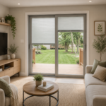 Aluminum Sliding Door 72 X 80 Both sides Opening with Manual Blind (white)(NASH 400 SERIES)