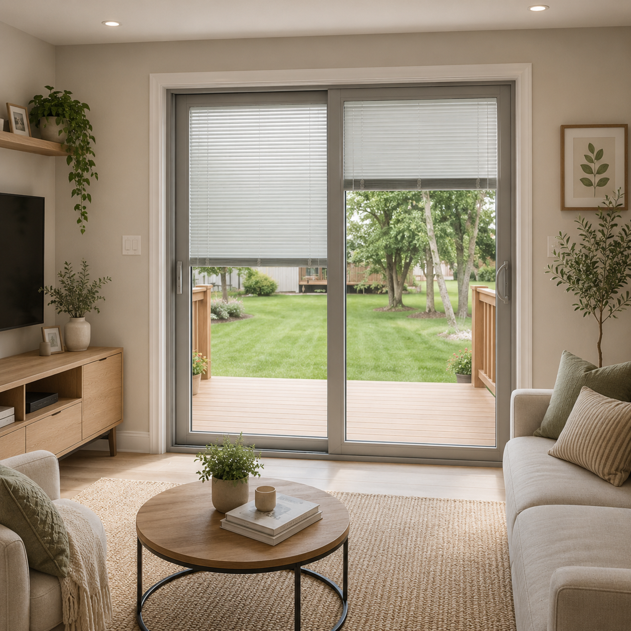 Aluminum Sliding Door 72 X 80 Both sides Opening with Manual Blind (white)(NASH 400 SERIES)
