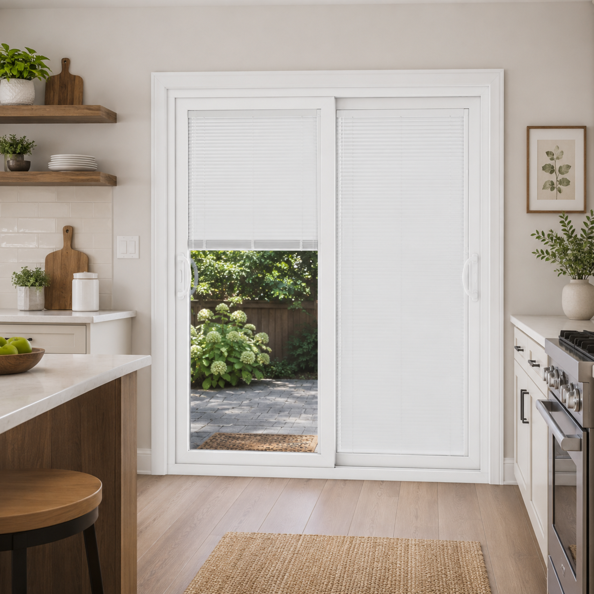 Sliding Door 96 X 80 Both sides Opening with Manual Blind (white) (NASH 400 SERIES)