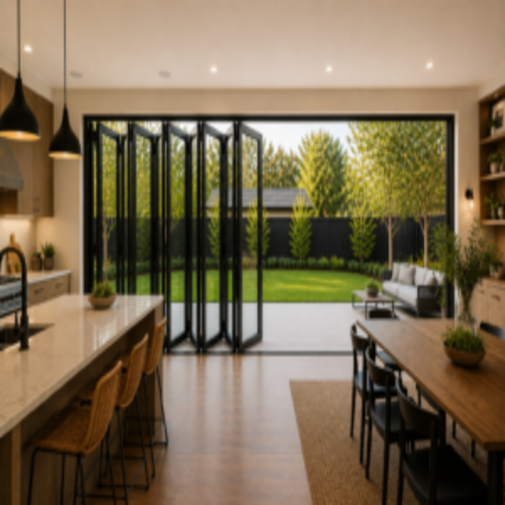 Aluminum Bifold Door LEFT & RIGHT OPENING 144 x 96 (Black & white) (NASH 100 SERIES)