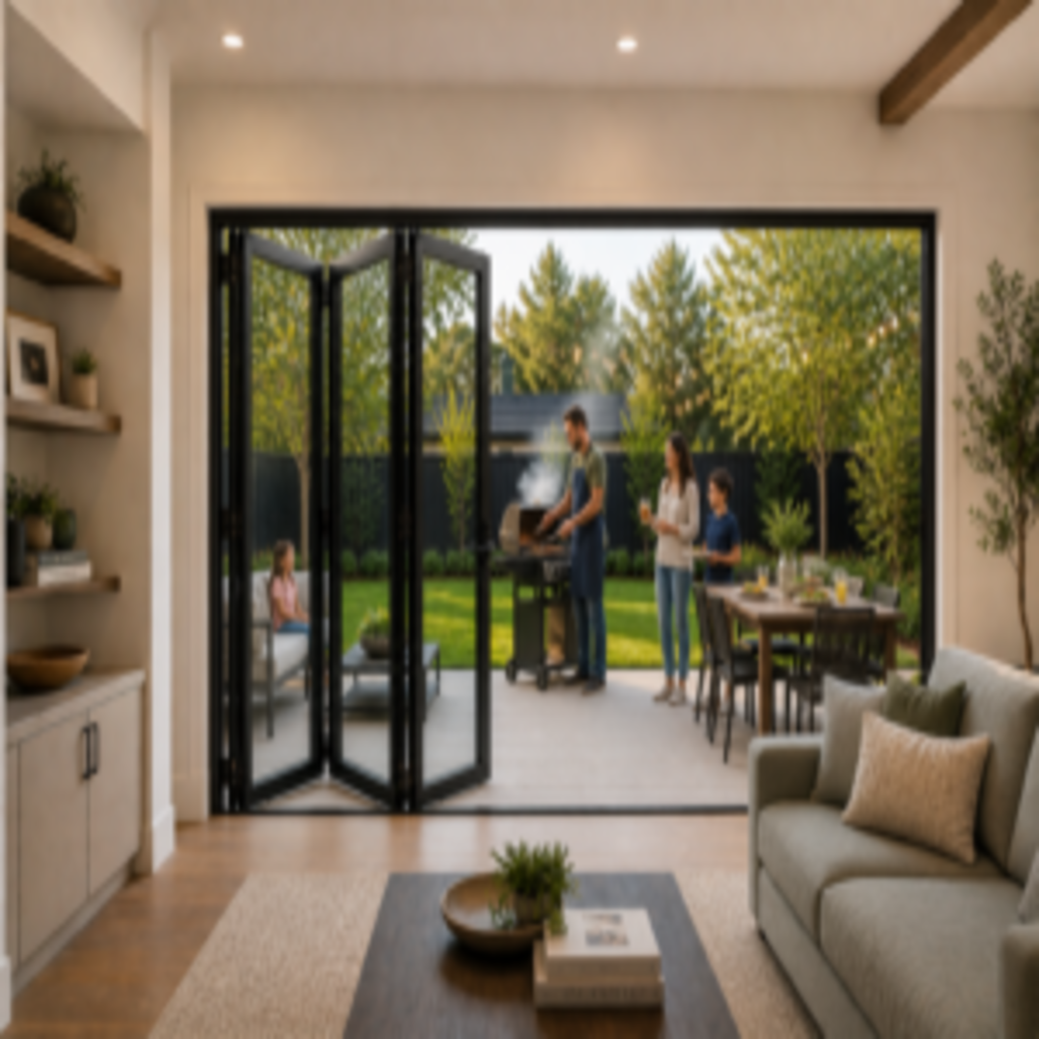 Aluminum Bifold Door left & Right Opening 120 x 80 (Black) (NASH 100 SERIES)