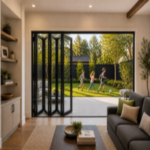 Aluminum Bifold Door LEFT & RIGHT OPENING 120 x 96 (Black & white) (NASH 100 SERIES)