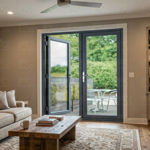 Nash Aluminum French Doors: Casement Swing Door Open Outward with Lock 73.5 x 80 (BLACK & WHITE)