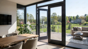 Nash Aluminum French Doors: Casement Swing Door Open Outward with Lock 61.5 x 80 (BLACK & WHITE)