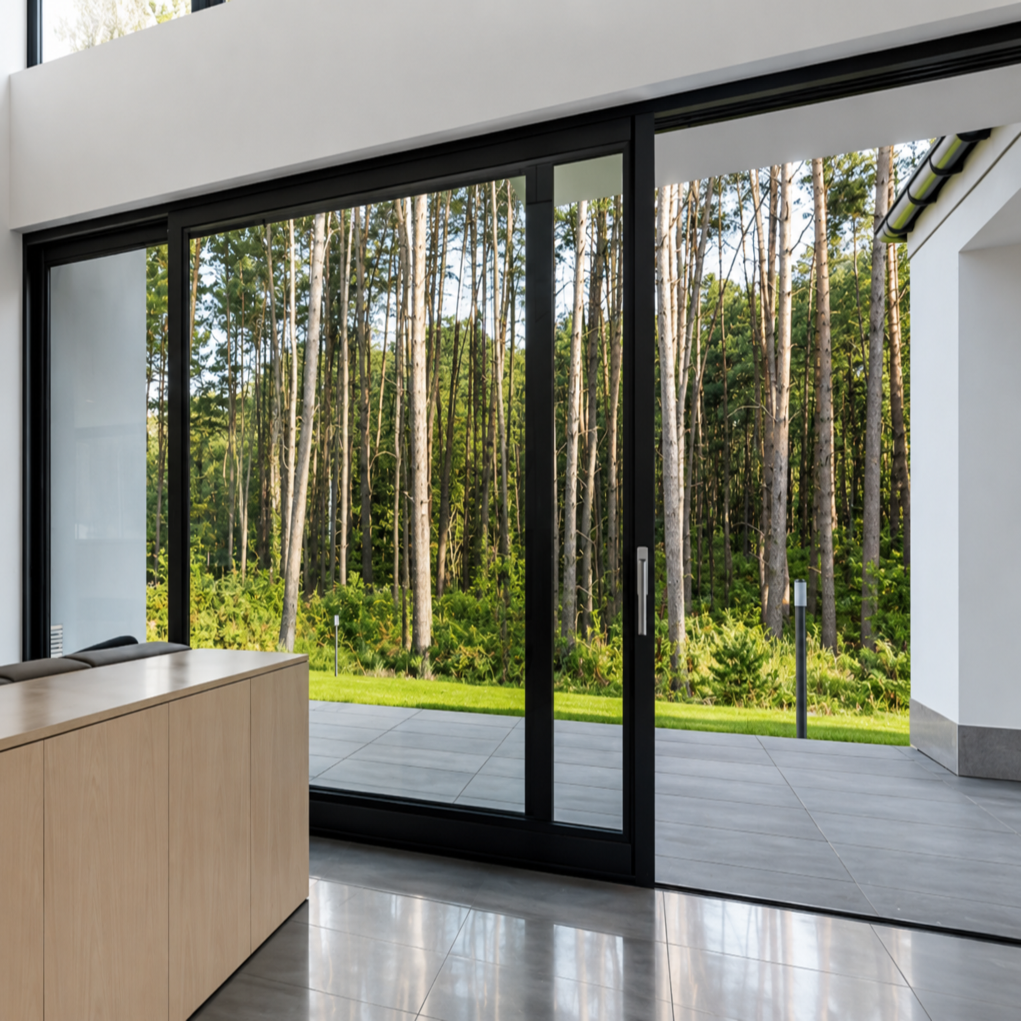 Aluminum Sliding Door 144 X 96 Both side Opening (BLACK) (NASH 300 SERIES)
