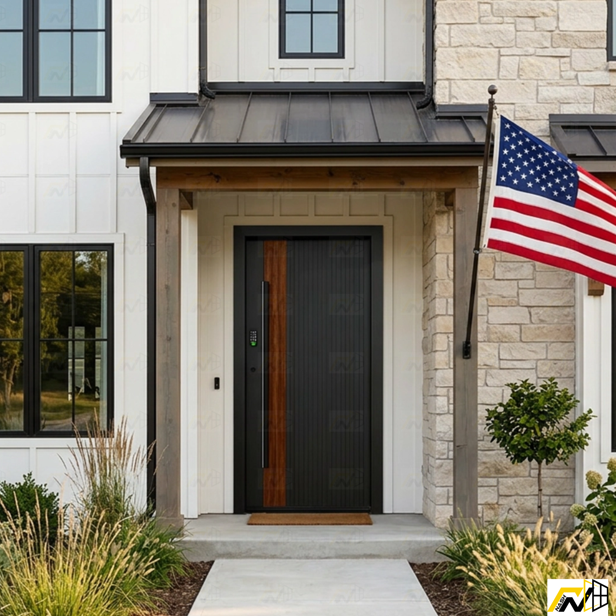 New Exterior Luxury Aluminum Alloy Hinge Front Doors with Smart Security lock 36 x 80