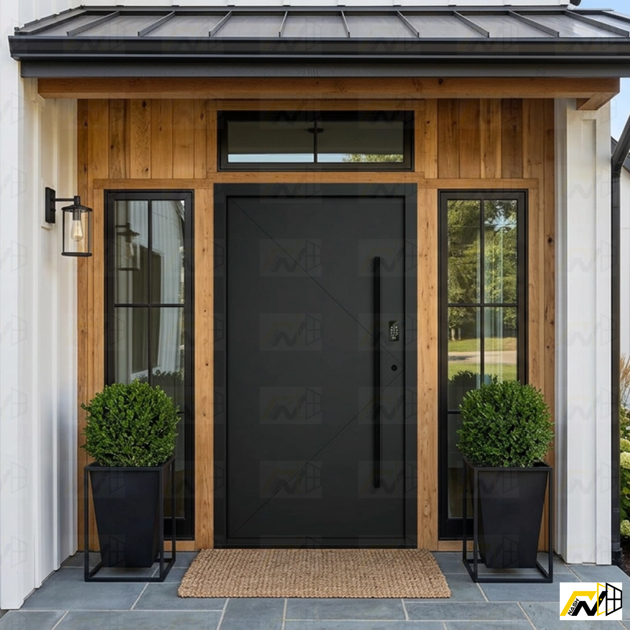 New Exterior Luxury Aluminum Alloy Hinge Front Doors with Smart Security lock 48 x 80