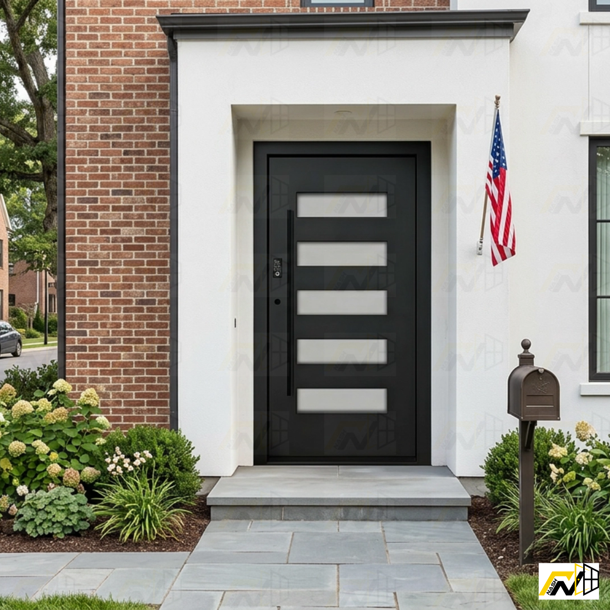 New Exterior Luxury Aluminum Alloy Hinge Front Doors with Smart Security lock 48 x 80