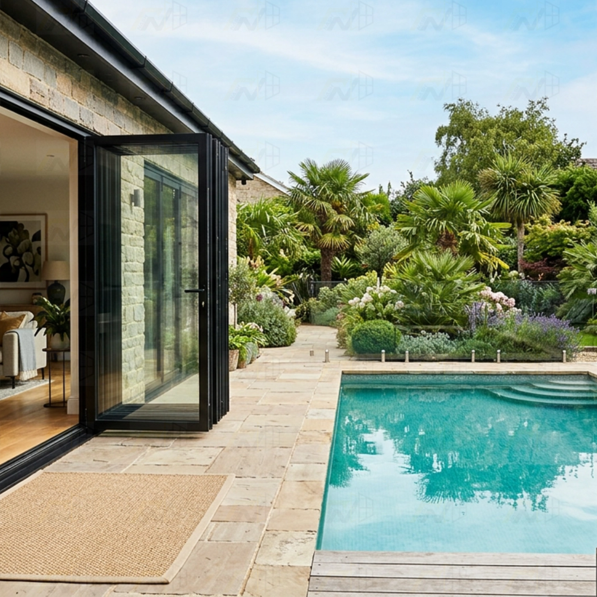 NASH 200 SERIES BIFOLD DOOR LEFT & RIGHT OPENING 144 X 96 (Black & White)