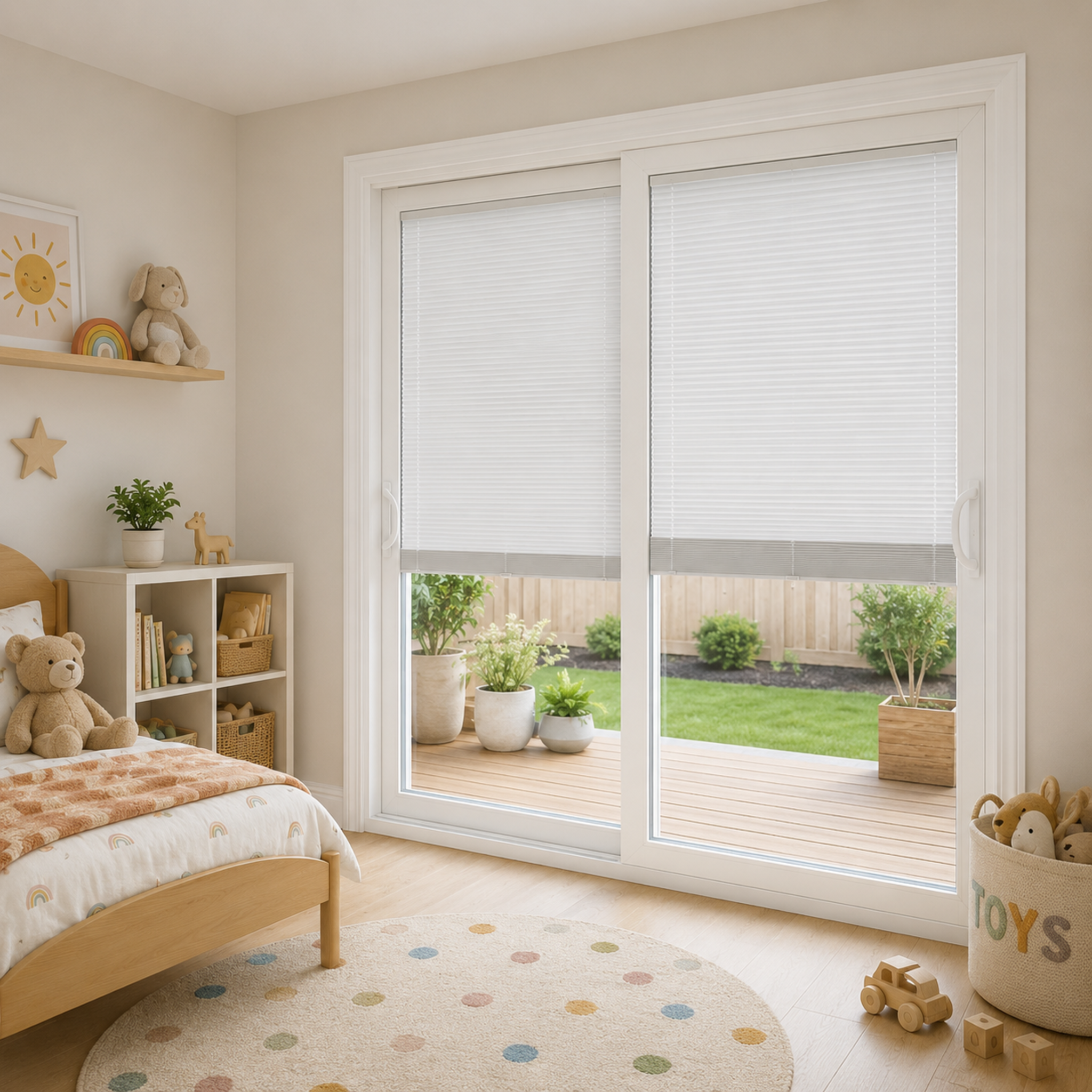 Aluminum Sliding Door 72 X 80 Both sides Opening with Manual Blind (white)(NASH 400 SERIES)