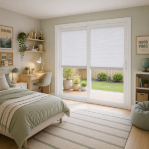 Aluminum Sliding Door 72 X 80 Both sides Opening with Manual Blind (white)(NASH 400 SERIES)
