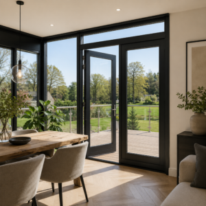 Aluminum French Doors: Casement Swing Door Open Outward with Lock 61.5 x 80 (BLACK & WHITE)