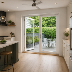 Aluminum French Doors: Casement Swing Door Open Outward with Lock 73.5 x 80 (BLACK & WHITE)