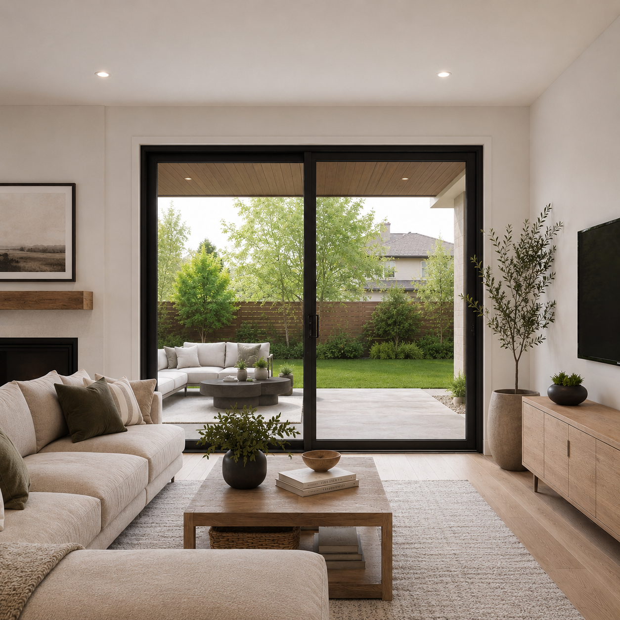 Aluminum Sliding Door 96 X 96 Both side Opening (BLACK) (NASH 300 SERIES)