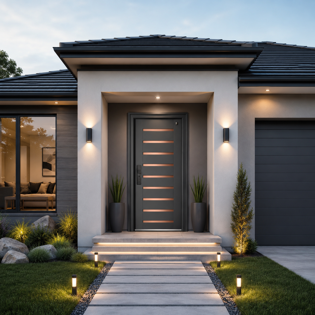 Aluminum Entry Doors with Smart Security lock 54 x 80