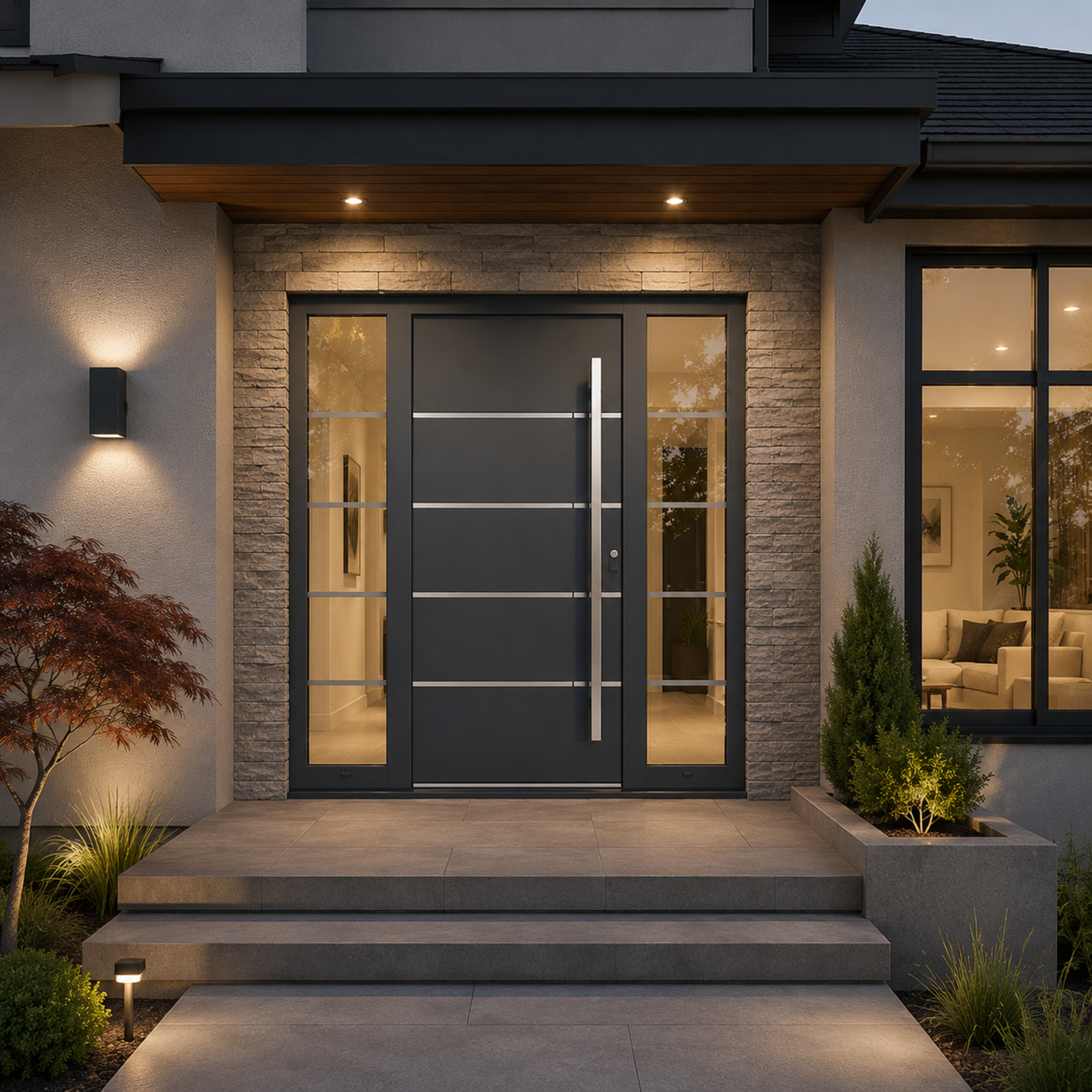 Aluminum Entry Doors with Smart Security lock 54 x 80
