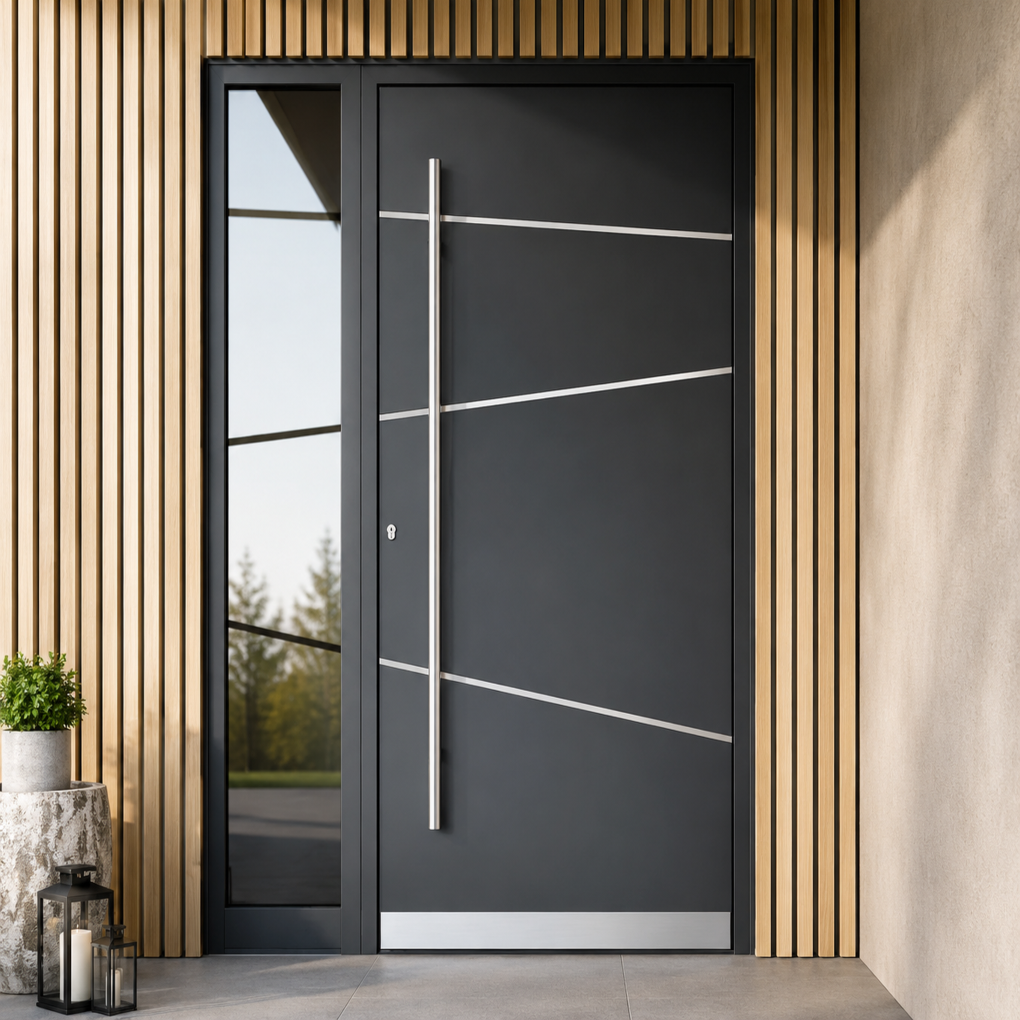 Aluminum Entry Doors with Smart Security lock 54 x 80