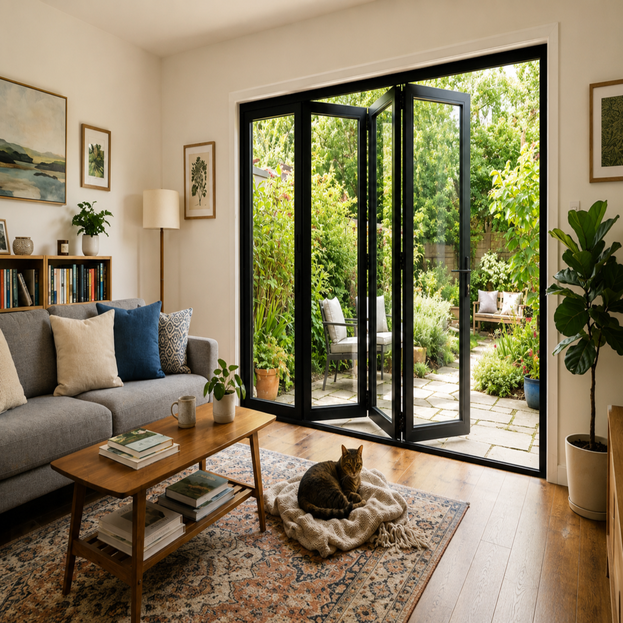 Aluminum Bifold Door LEFT & RIGHT OPENING 192 X 80 (BLACK) (NASH 200 SERIES)