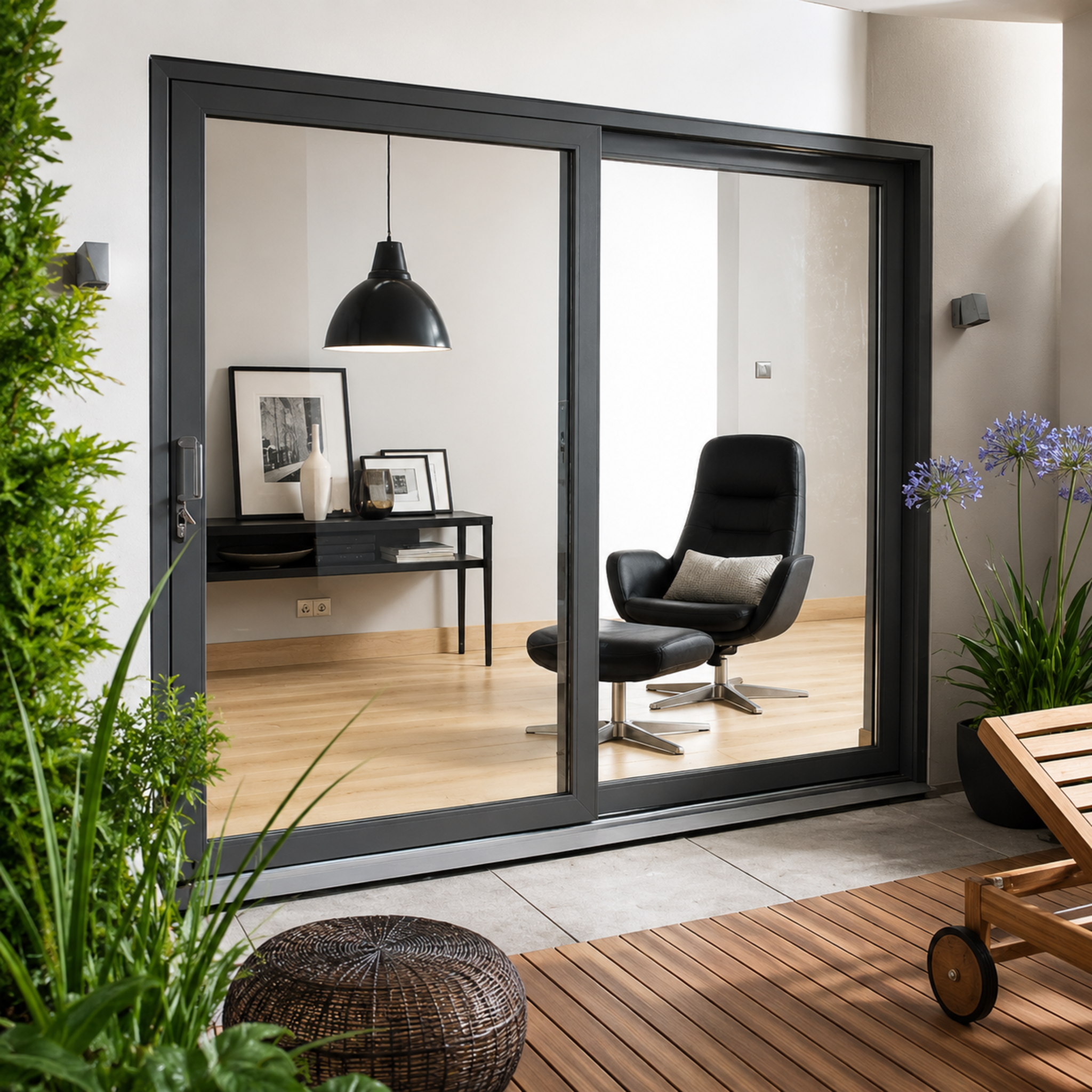 Aluminum Sliding Door 96 X 80 Both side Opening (BLACK) (NASH 300 SERIES)