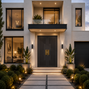 Modern aluminum windows installed in a contemporary home, enhancing curb appeal, energy efficiency, and property value.