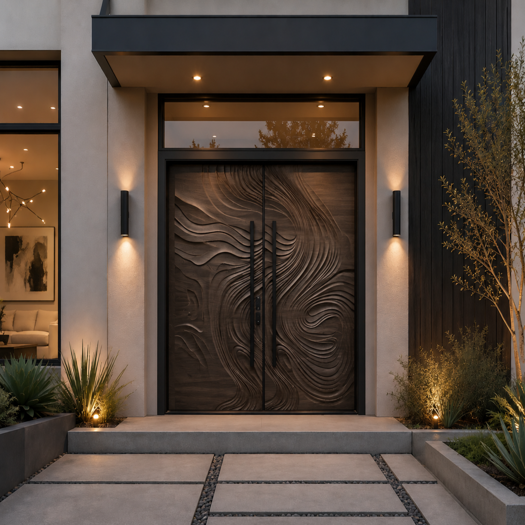 Aluminum Hinge Entry Doors with option of Smart Security lock 60 x 96
