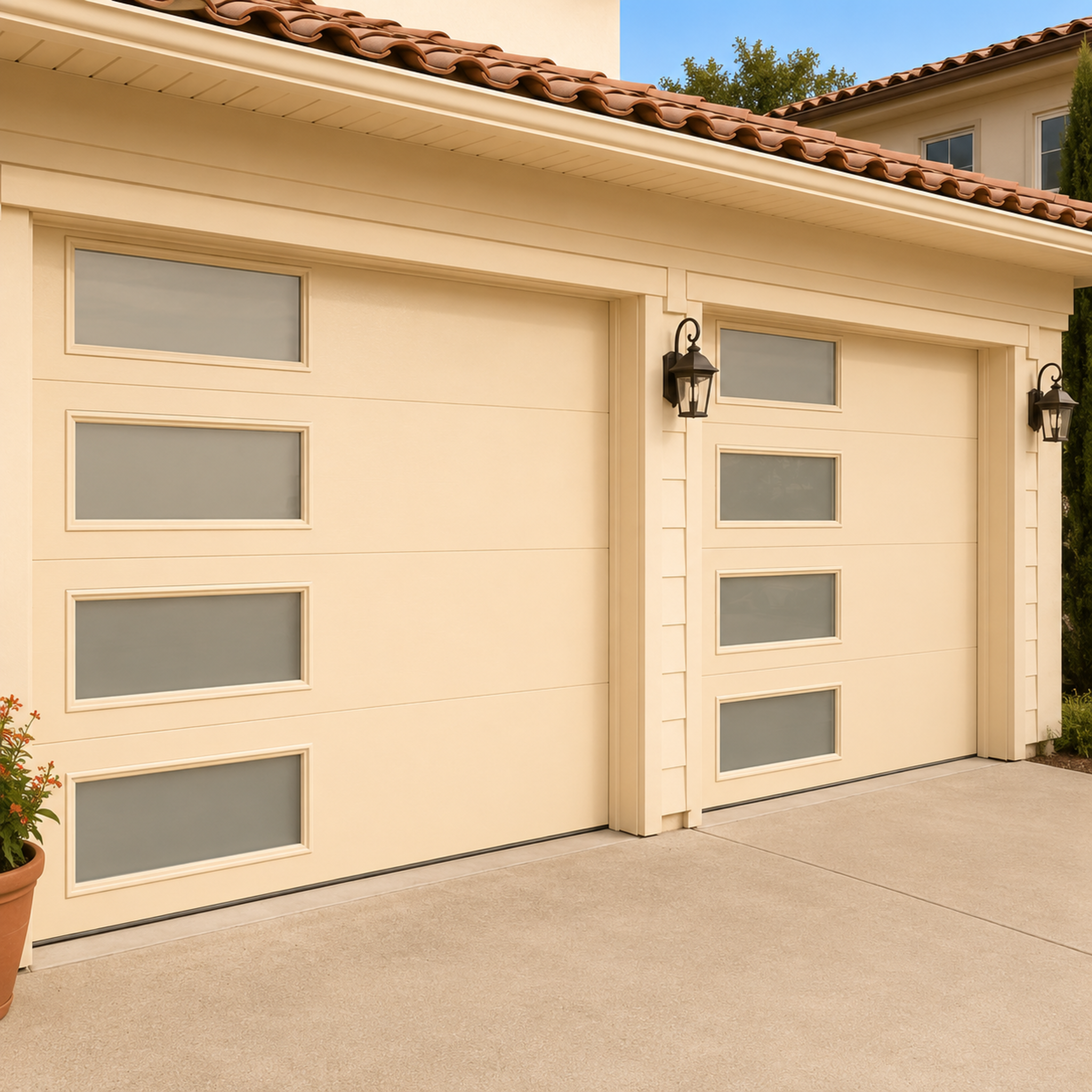 Aluminum Garage Door with Glass Lites 192 x 84 (Cream)