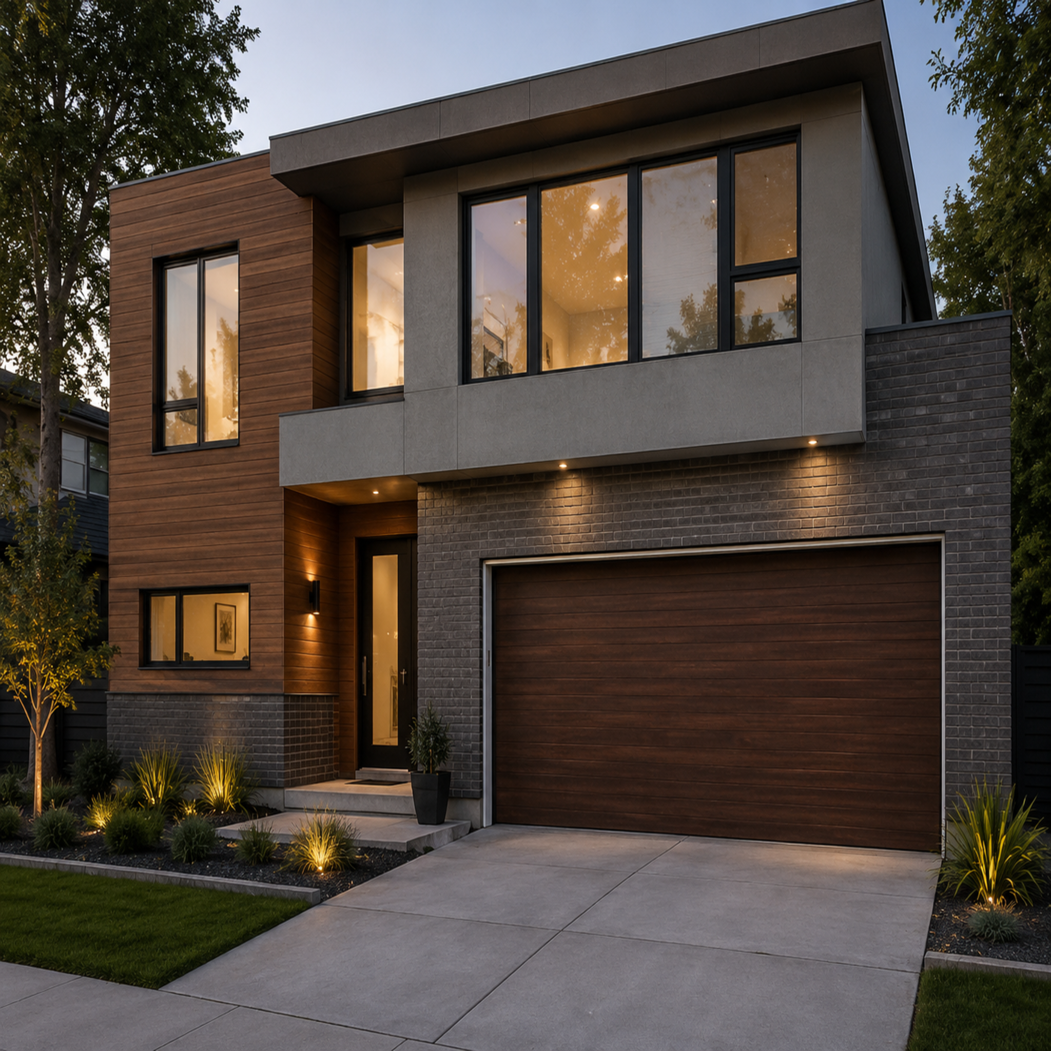 Aluminum Garage Door 96 x 84 (Tempered Plexiglass Powder Coating Wooden Color)