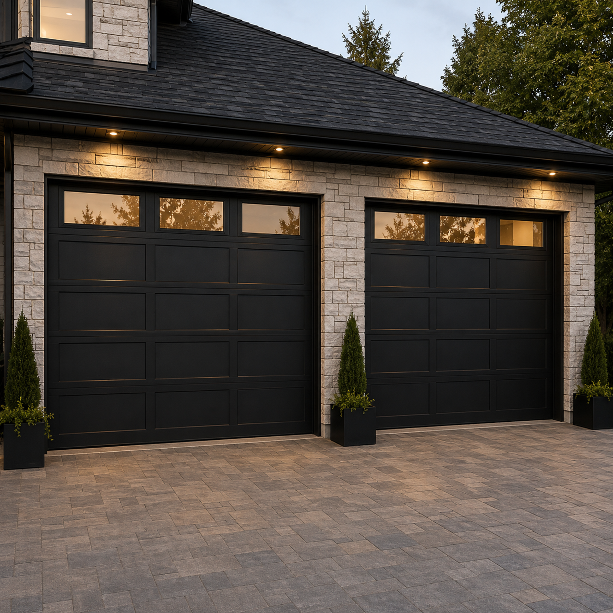 Aluminum Garage Door with Glass Lites 192 x 84 (Black)
