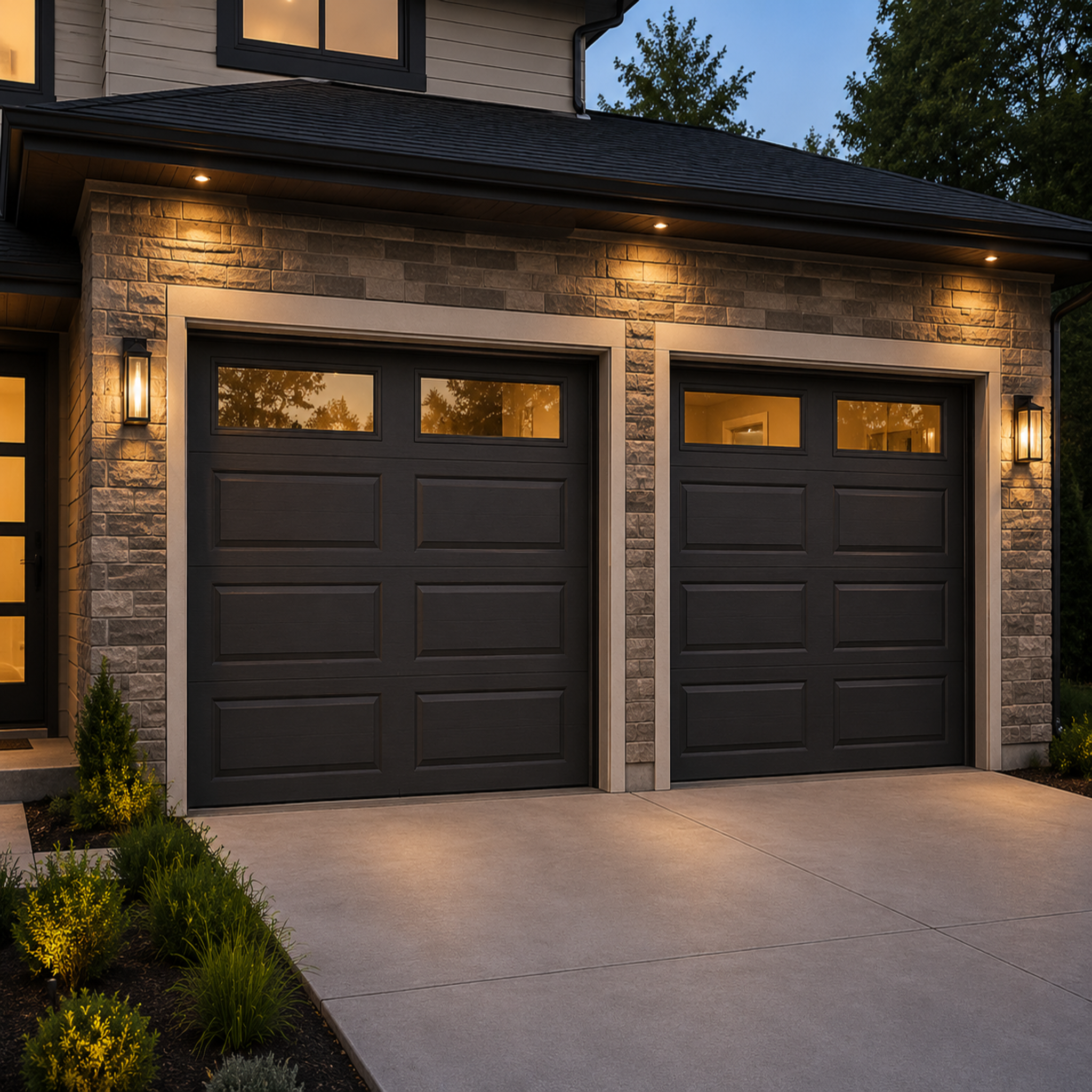 Aluminum Garage Door with Glass Lites 96 x 84 (Black)