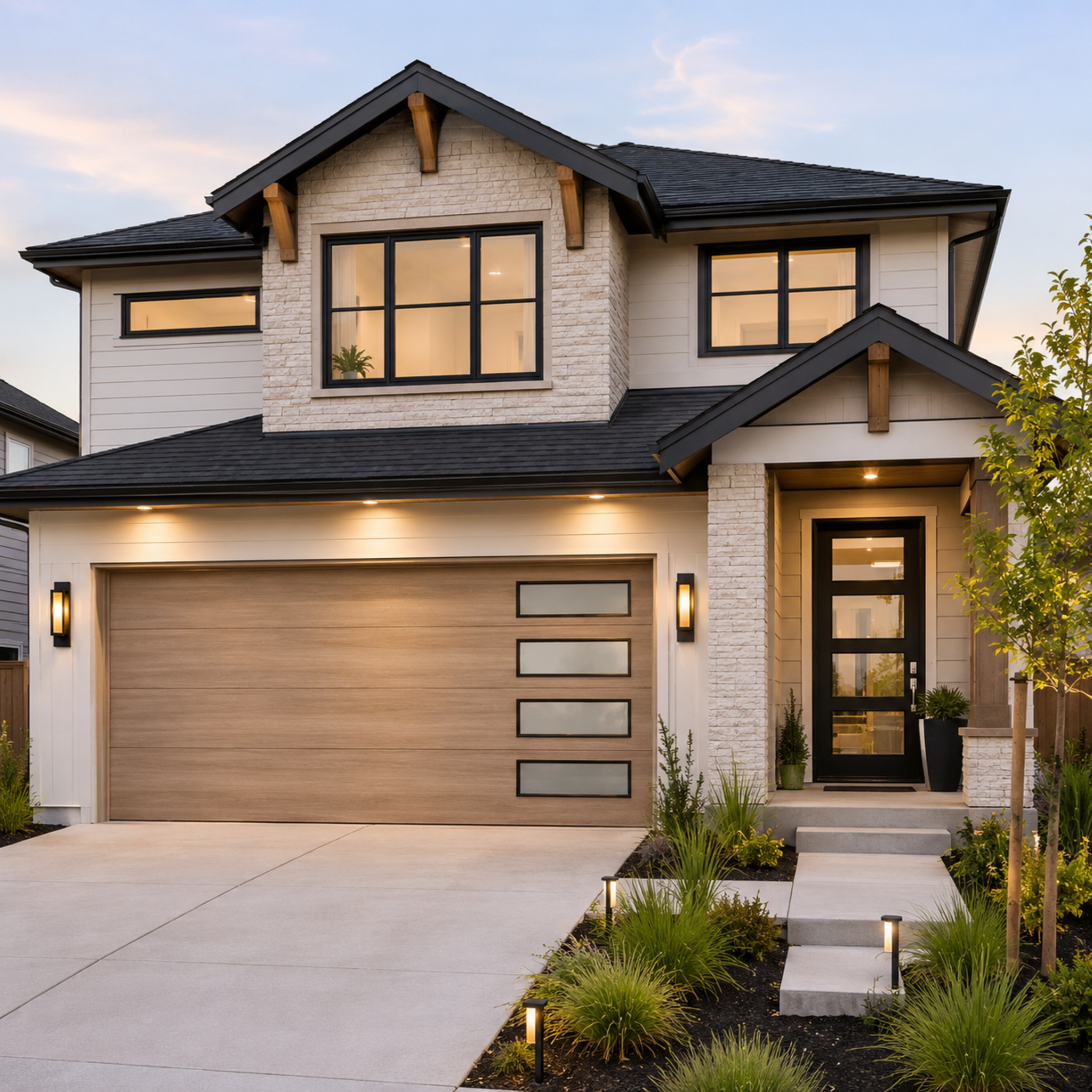 Aluminum Garage Door with Glass Lites 96 x 84 Cream)