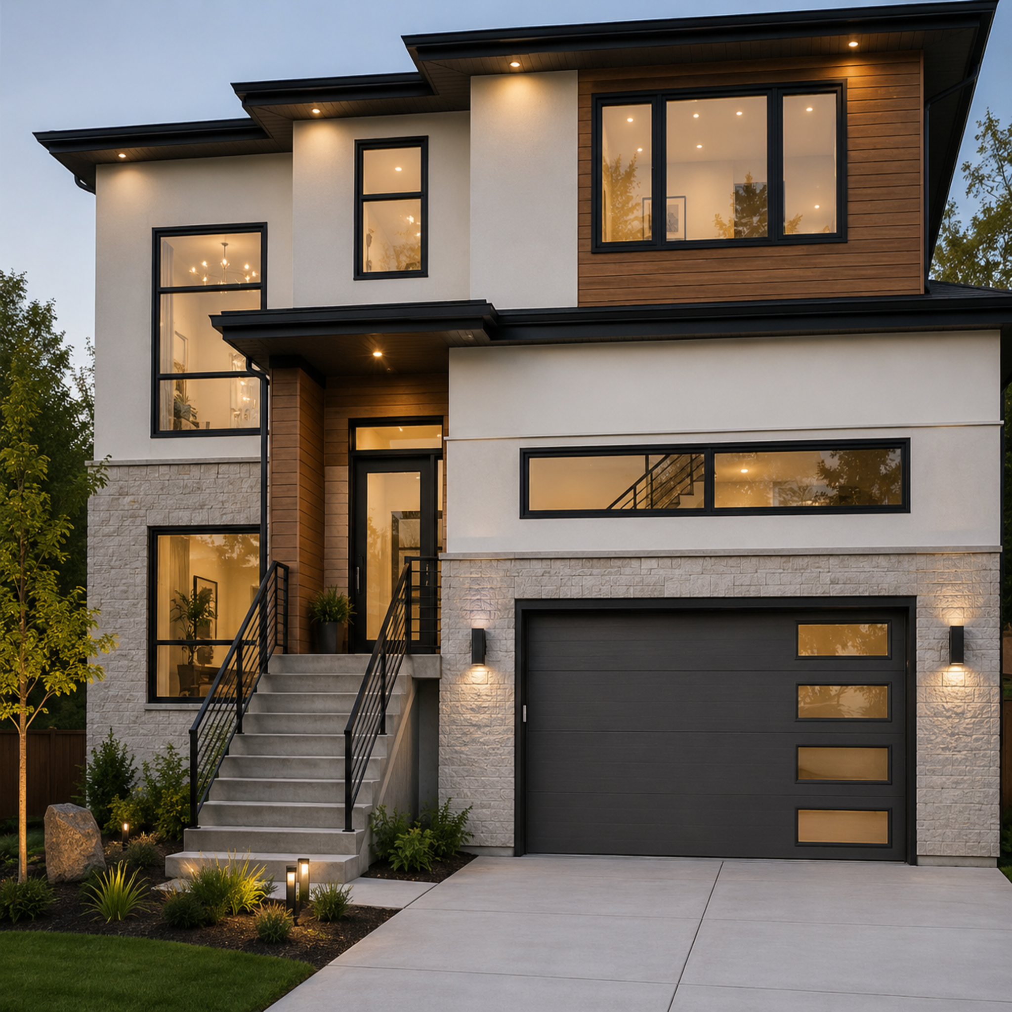 Aluminum Garage Door with Glass Lites 96 x 84 (Black)