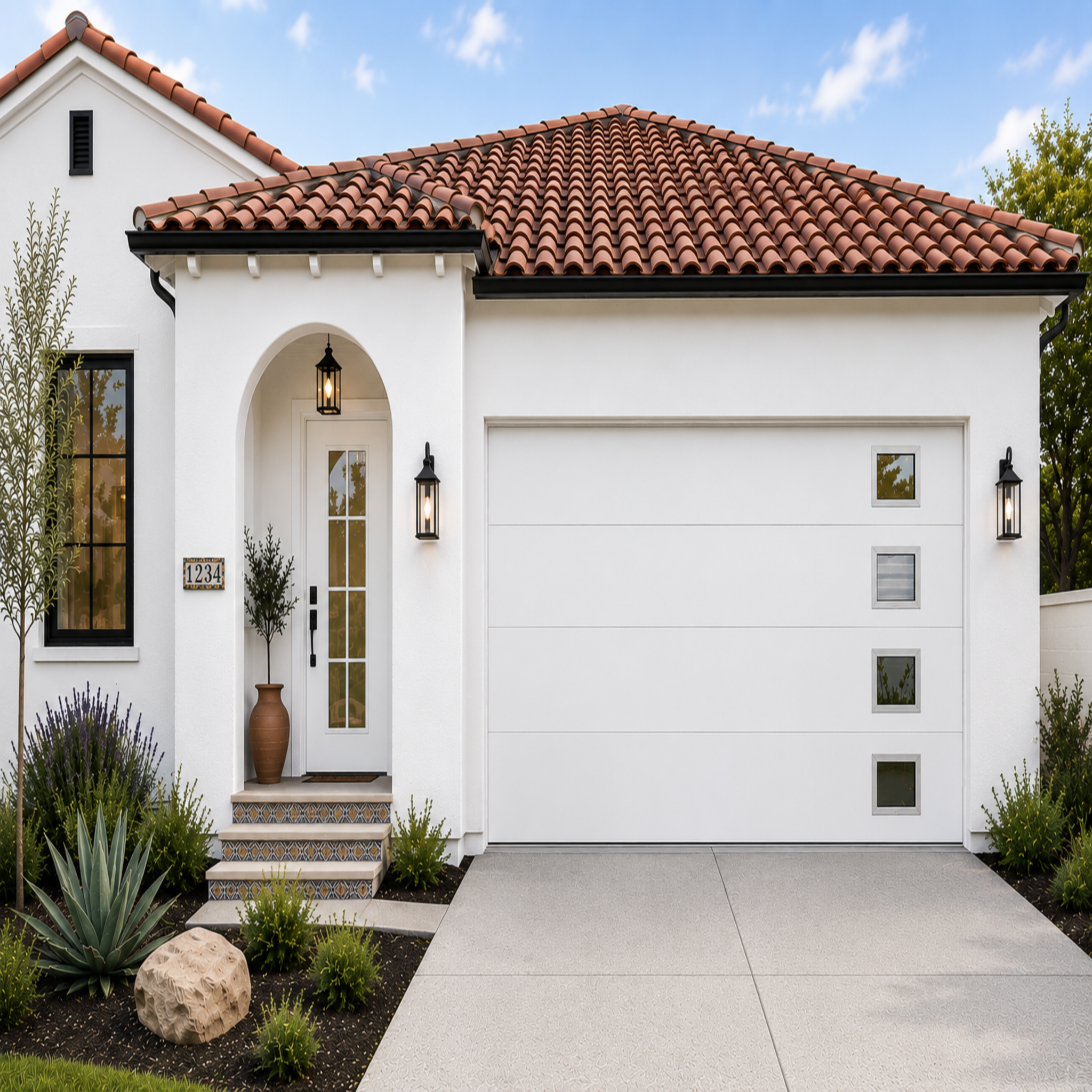 Aluminum Garage Door with Glass Lites 96 x 84 (White)