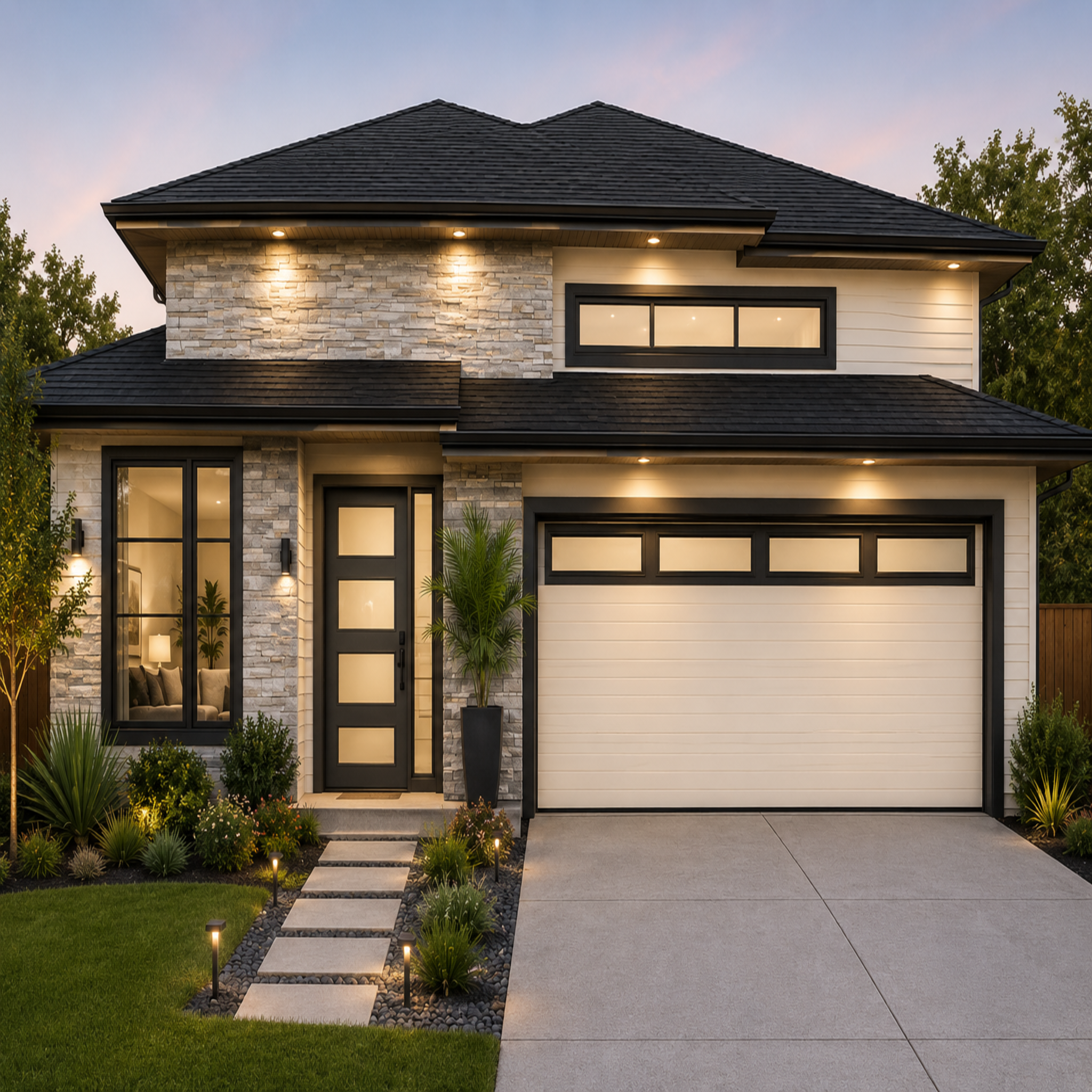Aluminum Garage Door with Glass Lites 96 x 84 (cream)