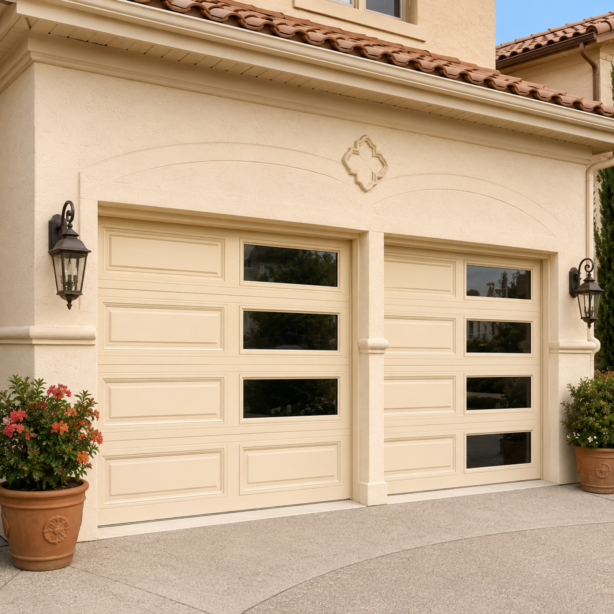 Aluminum Garage Door with Glass Lites 192 x 84 (Cream)