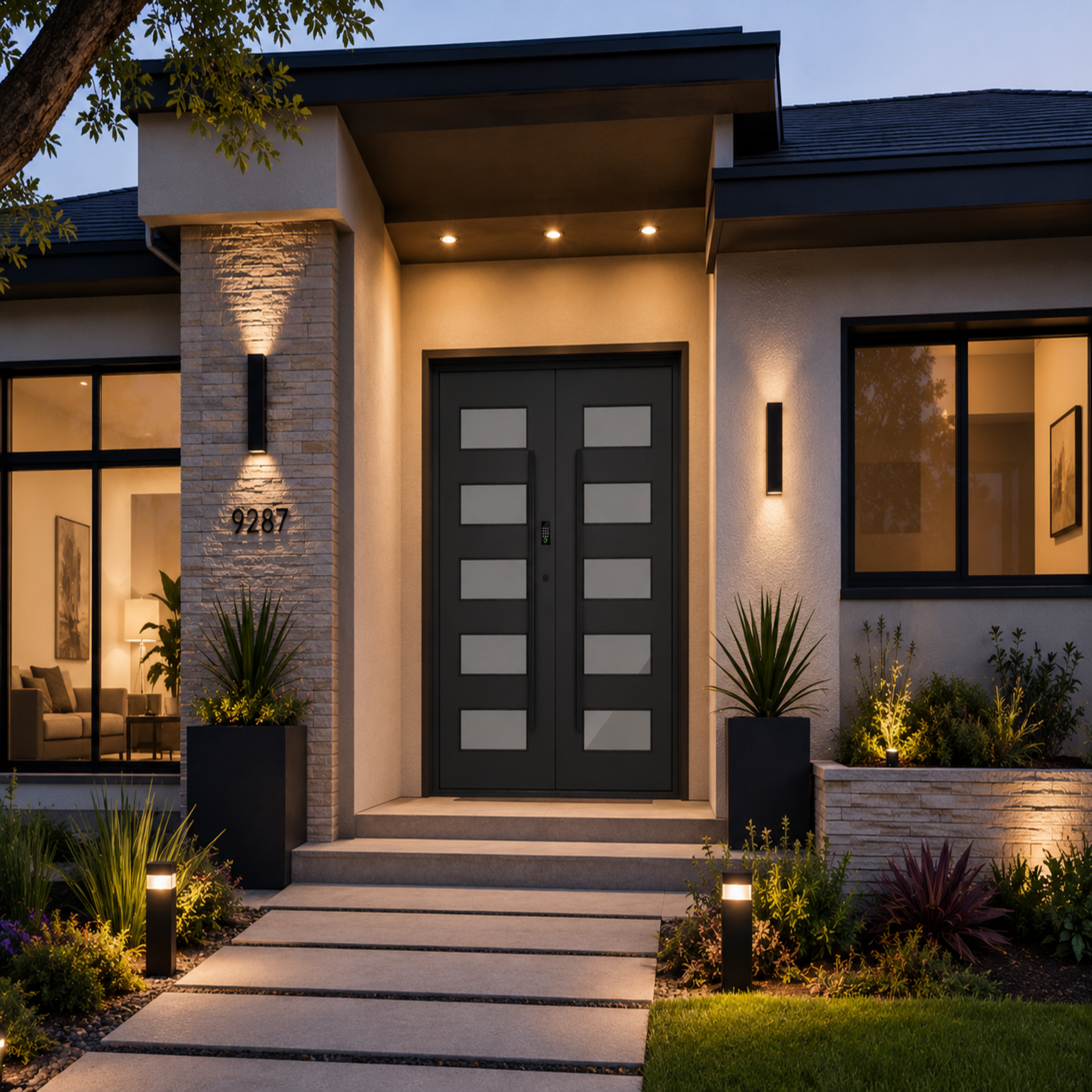 Aluminum Entry Door with Smart Security lock 54 x 80