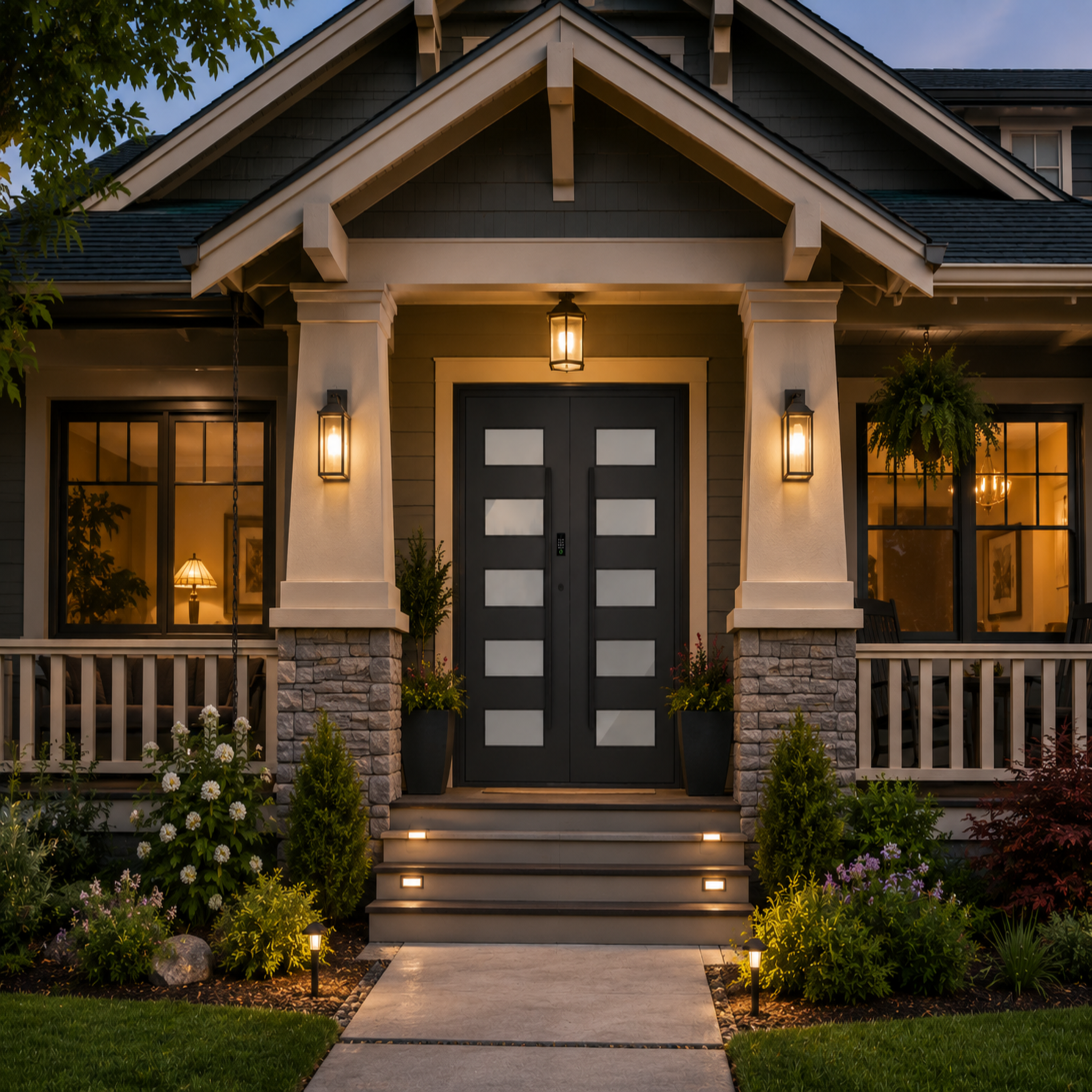 Aluminum Entry Door with Smart Security lock 54 x 80
