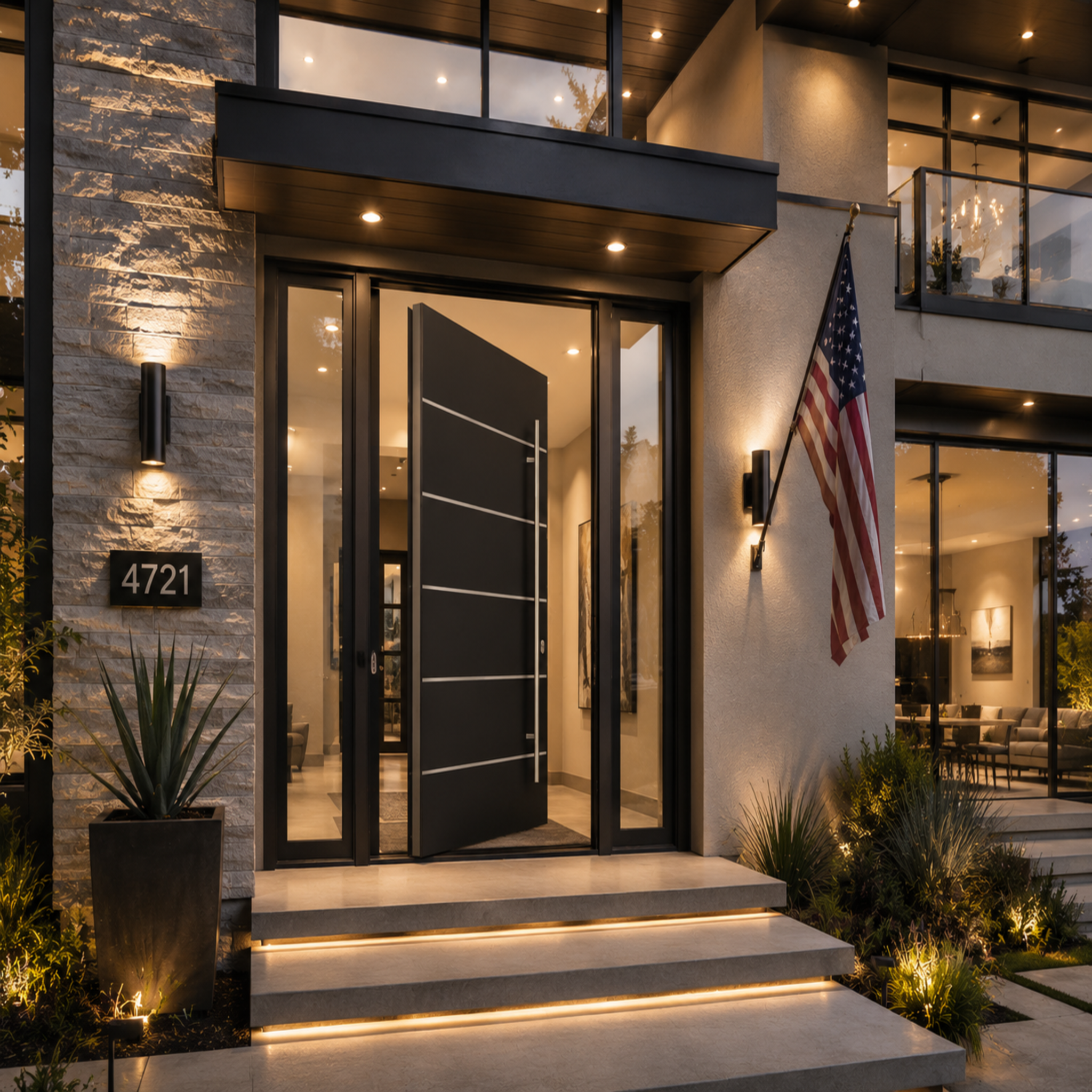 Aluminum Pivot Entry Doors with Smart Security lock 60 x 80