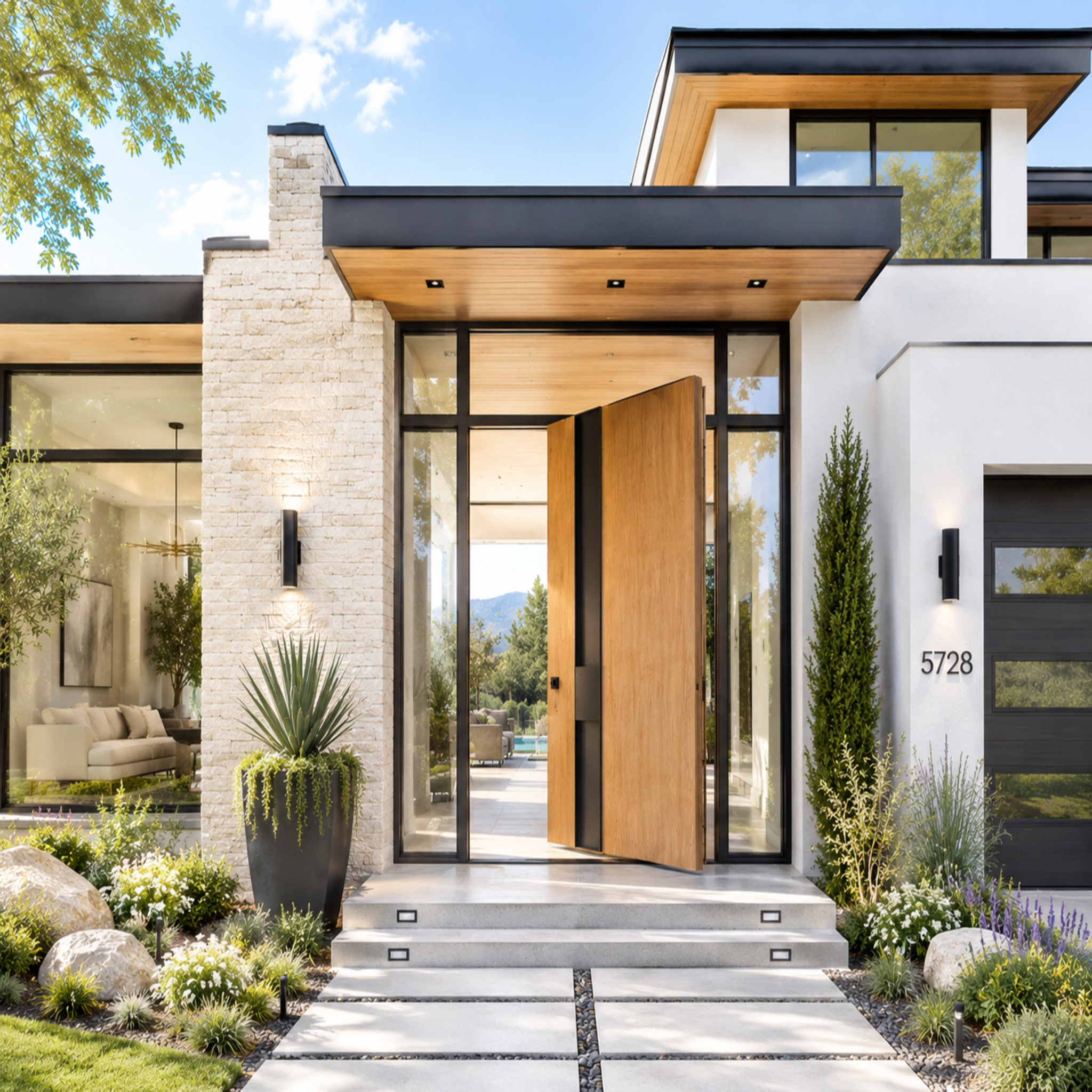 Aluminum Pivot Entry Doors with Smart Security lock 60 x 96