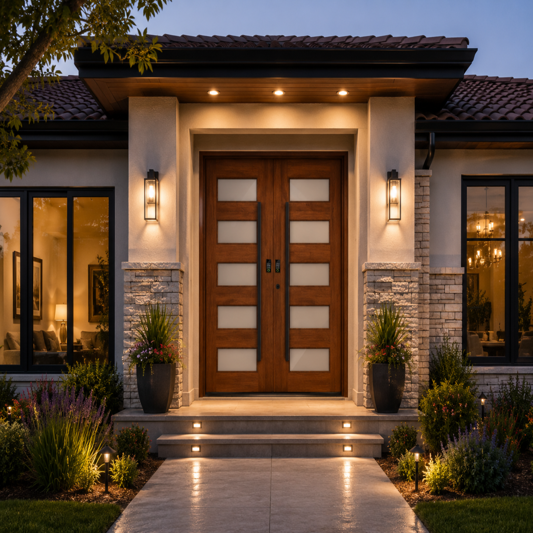 Aluminum Entry Door with Smart Security lock 54 x 80